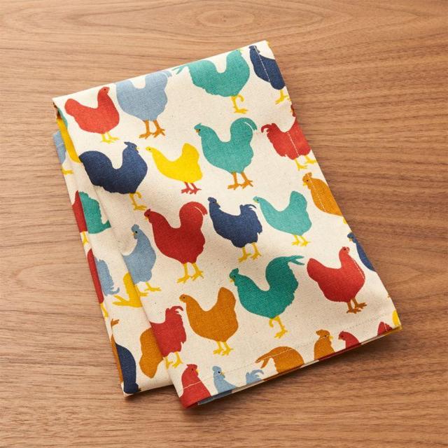 Multicolored Roosters Dish Towel