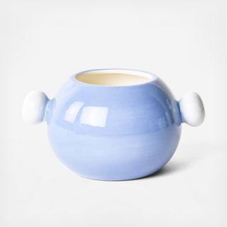 Iris Blue Medium Round Vase with Knob Handles
