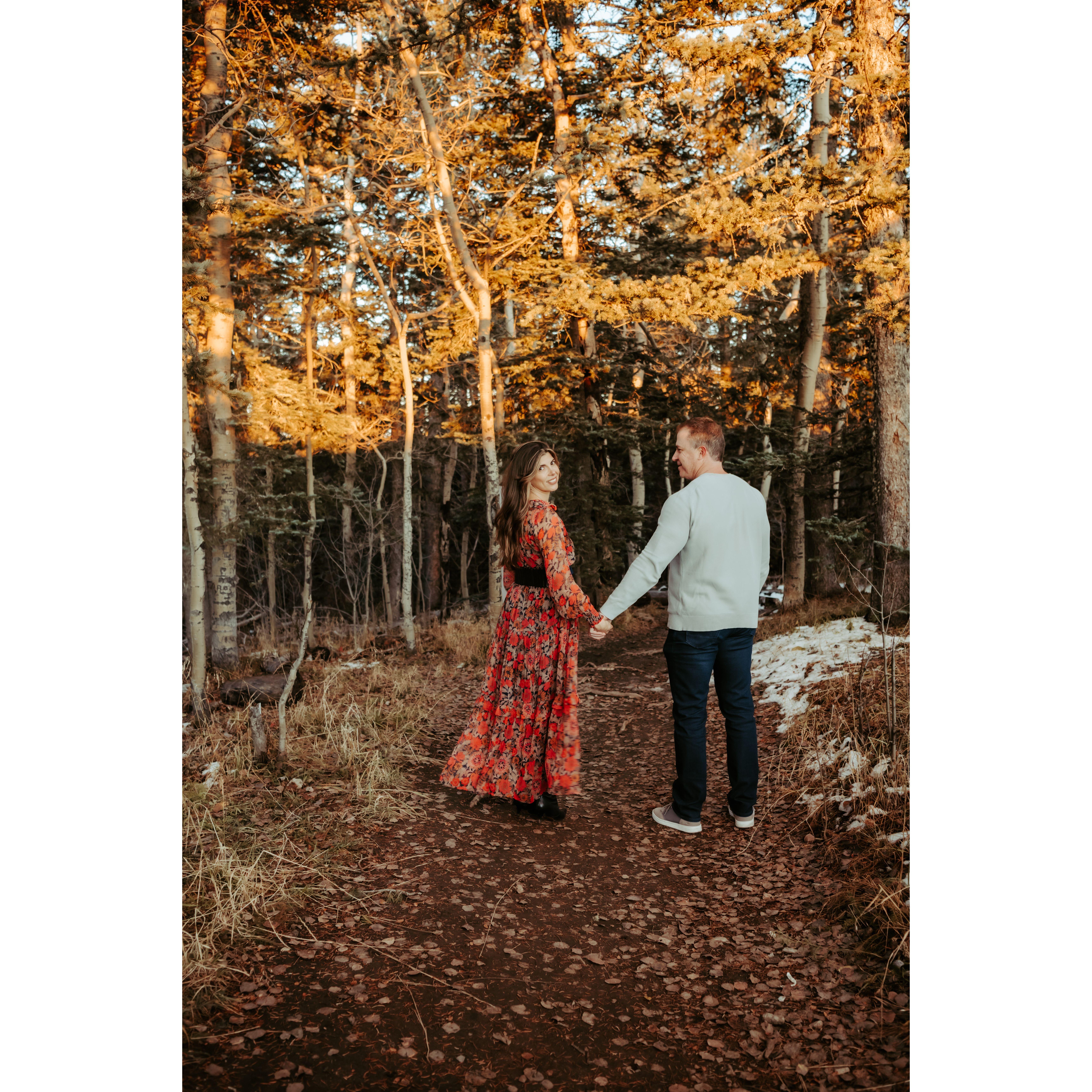 One of our first dates was at the Sandia's Mountain were we had a picnic and enjoyed the beautiful outdoors.