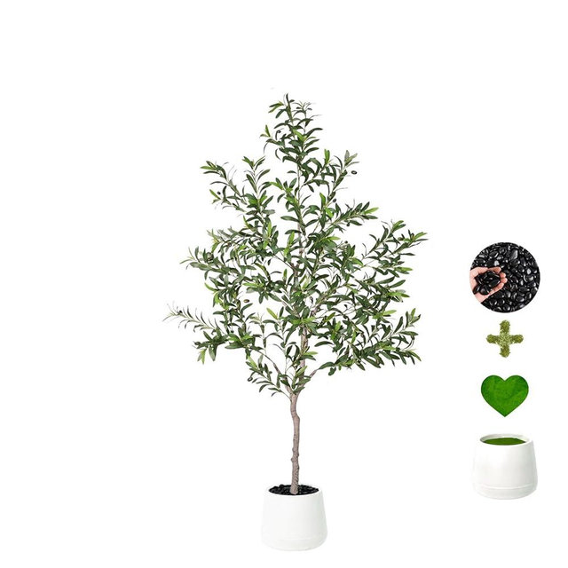 Artificial Olive Trees Indoor,Faux Olive Tree with White Planter Pot,Artificial Plants Lifelike Fruits for Home Office MeetingRoom Living Room Indoor Outdoor Decor(5ft)