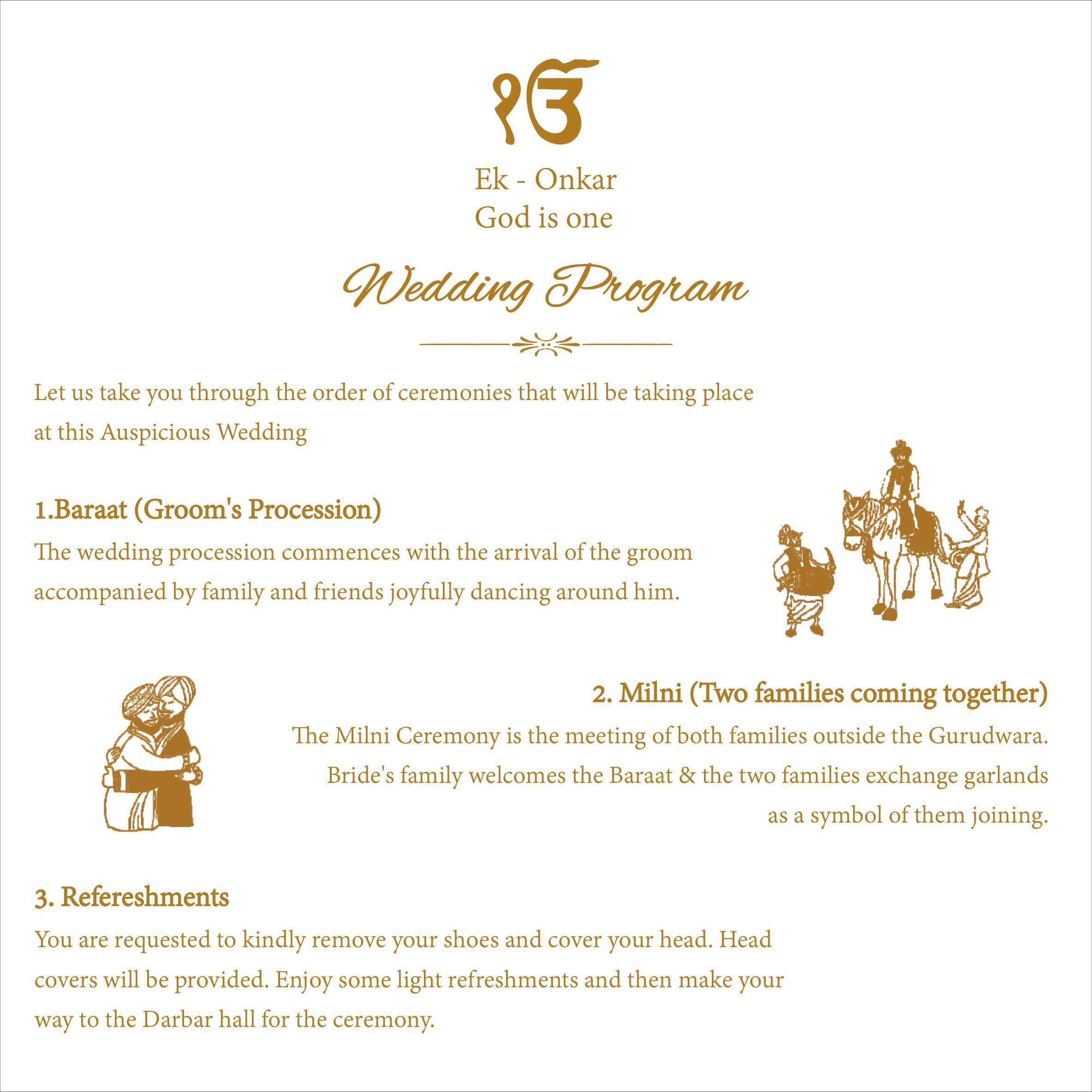 Sikh Wedding Program