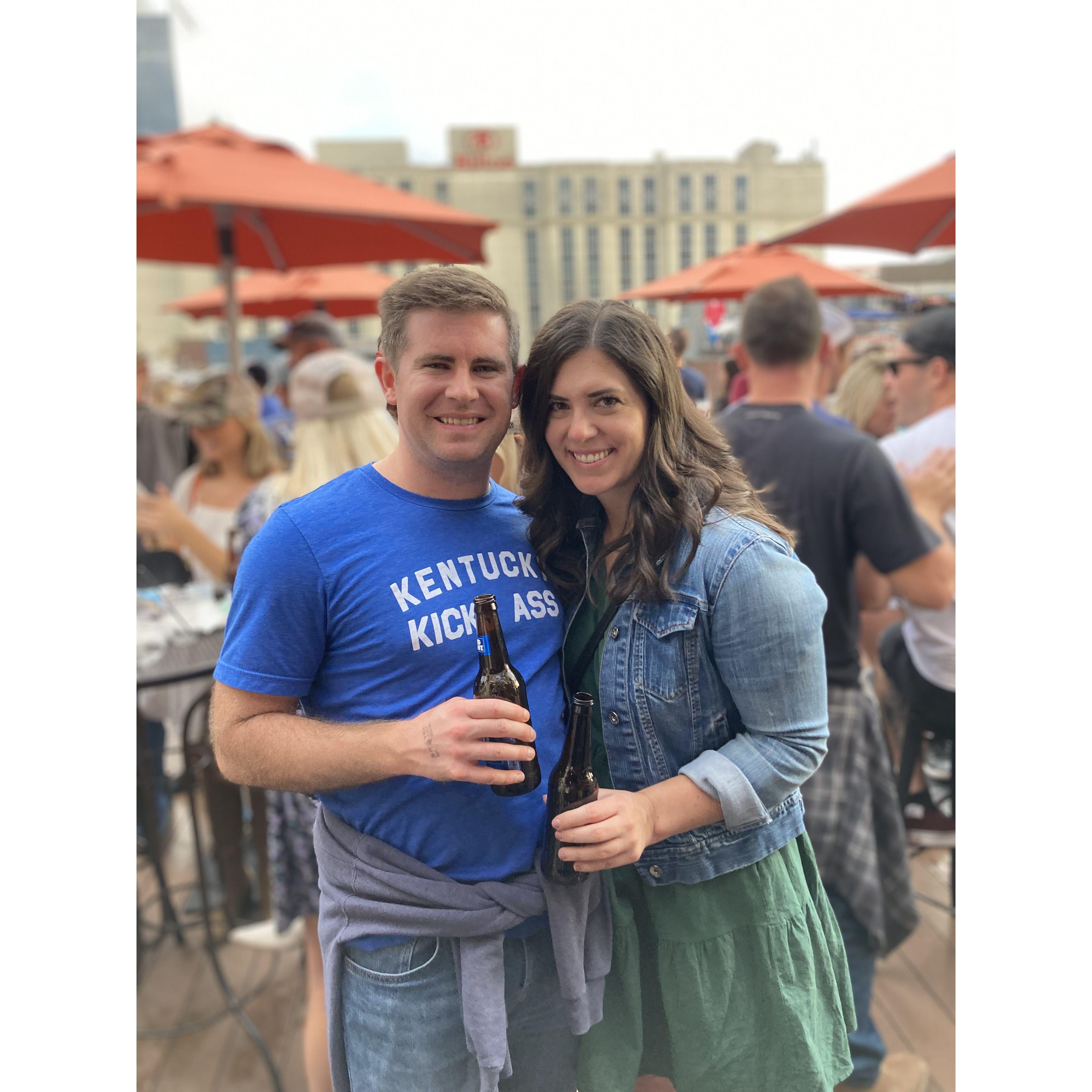 Our first picture together on the rooftop at The Stage on Broadway, naturally where all great love stories originate.