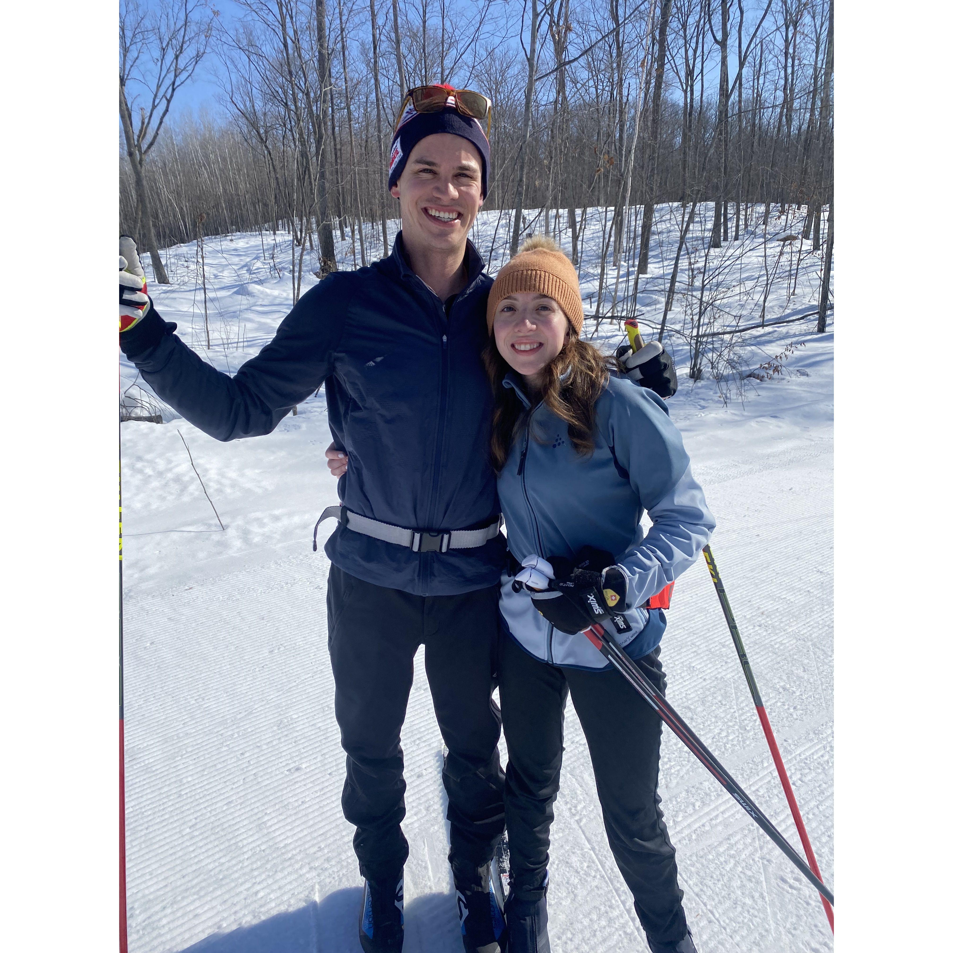 Skiing together in Hayward!