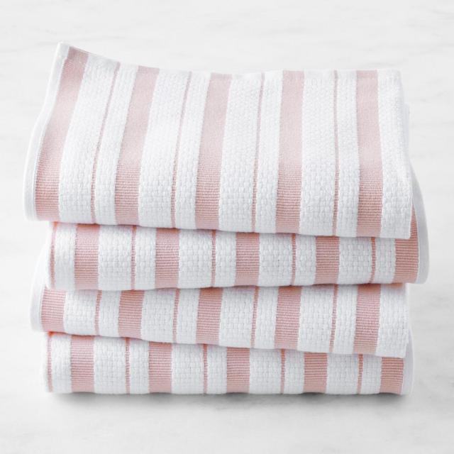 Williams Sonoma Classic Stripe Towels, Set of 4, Dusty Rose
