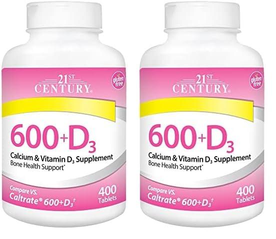 21st Century Calcium Plus D Supplement Tablet, 600 mg, 400 Count (Pack of 2)