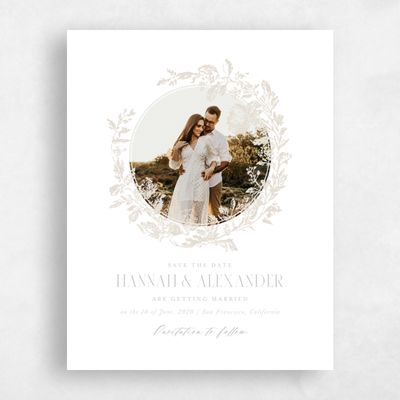 Classic Greige, White Wedding Save the Date - Treviso Photo