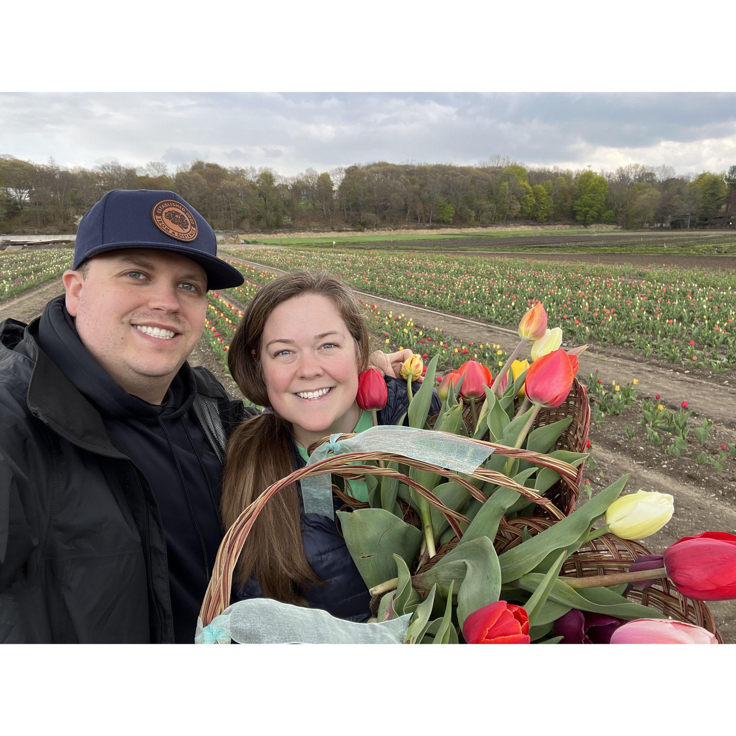 Picking birthday tulips!