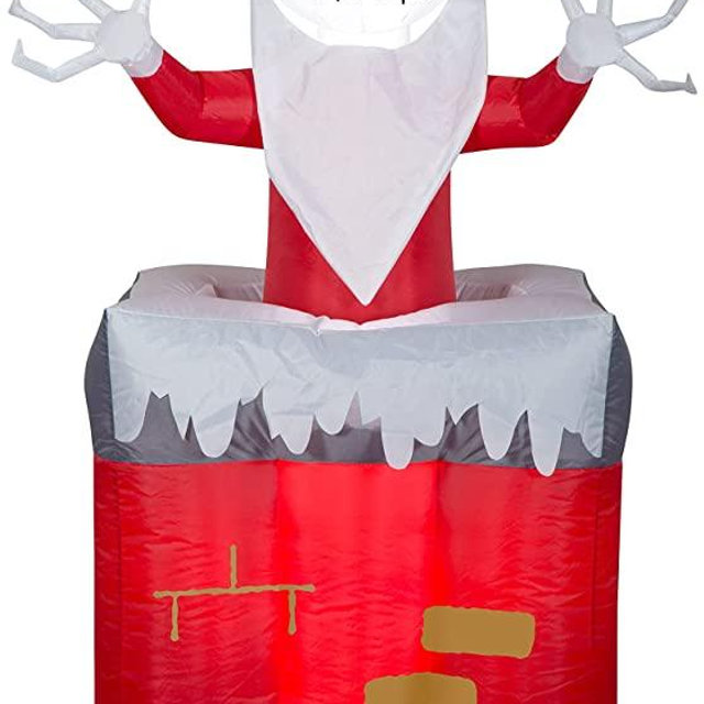 Gemmy Animated Christmas Airblown Inflatable Inflatable Jack Skellington in Chimney, red