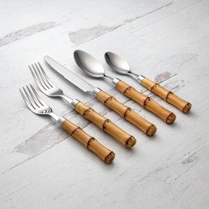 Bamboo Handle 20-Piece Flatware Set