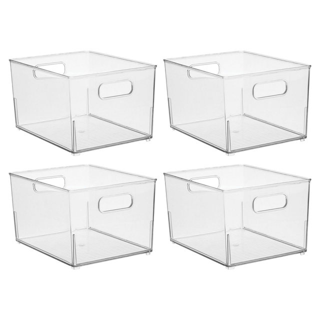 iDesign Small Stackable Bathroom Storage Bin - Set of 4 - Clear - Made in USA