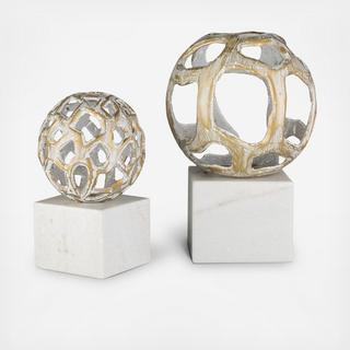 Wood & Glass Orb Decorative Object