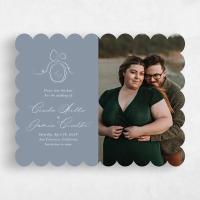 Blue Scalloped Wedding Save the Date - Lucille Landscape