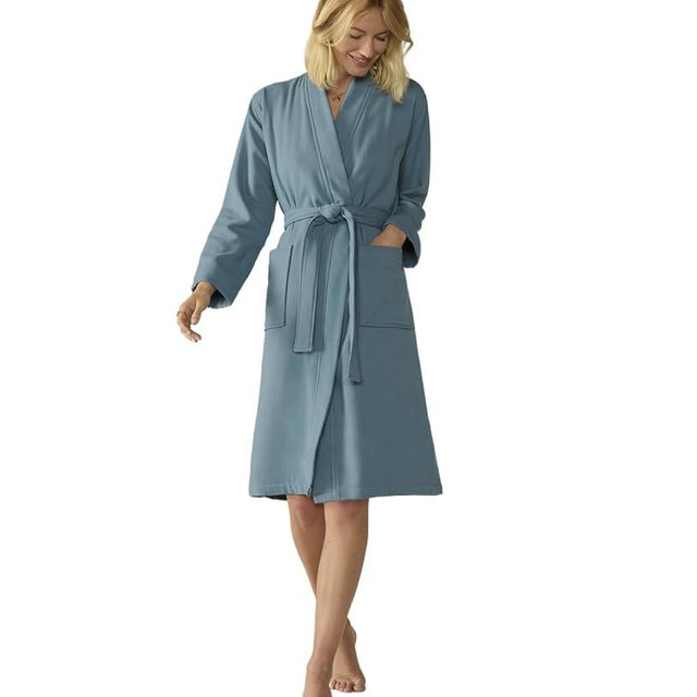 Coyuchi Organic Cotton Robe Unisex | Lightweight Breathable Terry | Soft Absorbent Sustainable Bathrobe