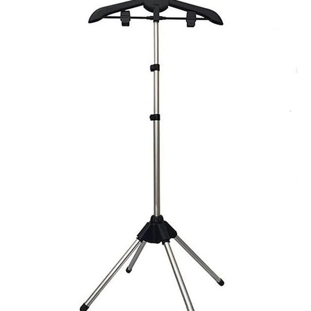 Luumerser Foldable Garment & Clothes Drying Rack,Adjustable Height,Handheld Hanging Ironing Machine Hanger Steam Ironing Machine Accessories Bracket (Black)