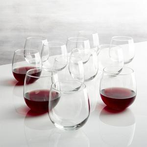 Stemless Red Wine Glasses 17 oz., Set of 12