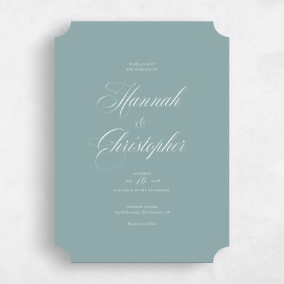 Blue Ticket Wedding Invitation - Jade Portrait