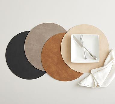 Danish Leather Round Placemats, Set of 4 (Sand)