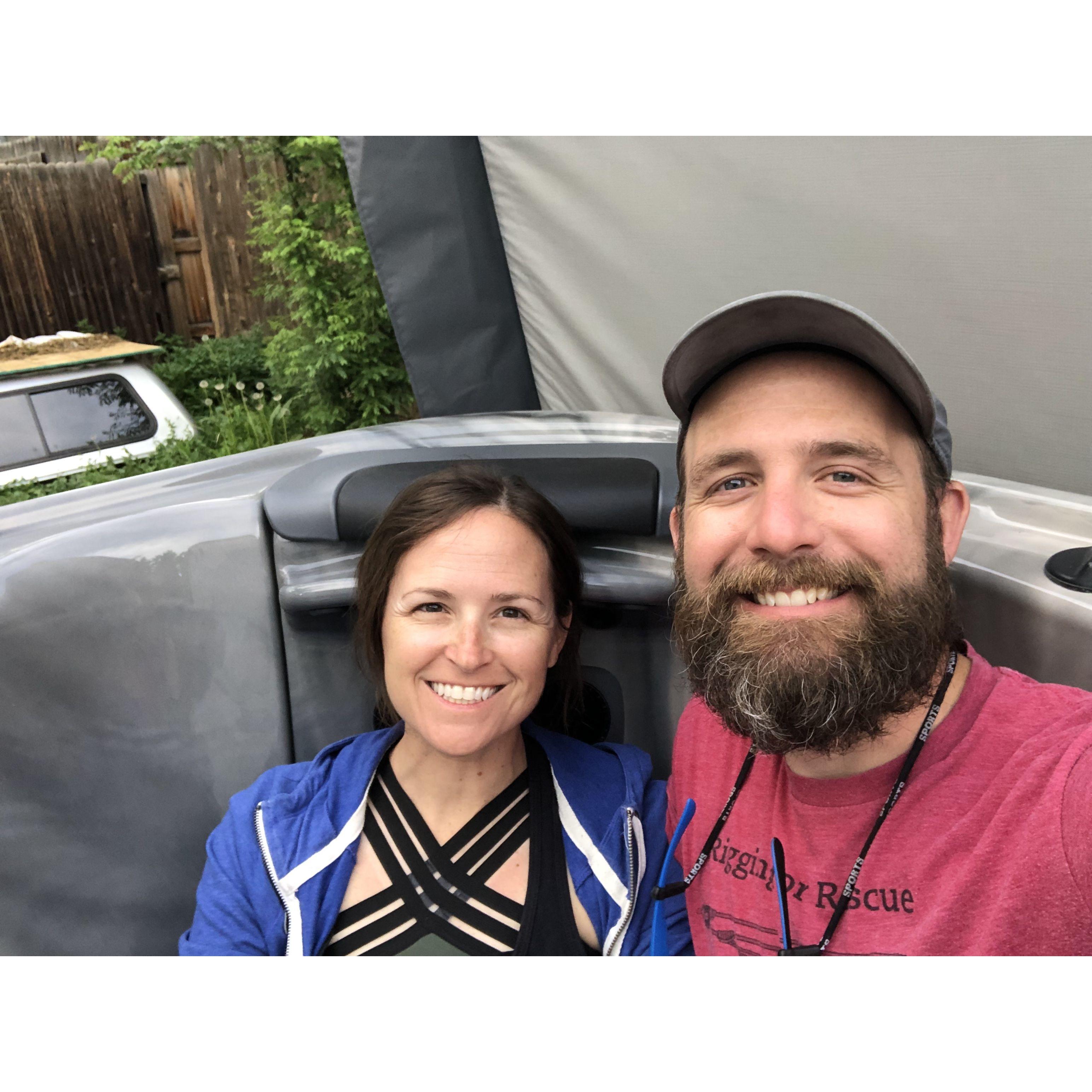 Well we bought a house together... so of course our first purchase for the house was a hot tub. Not once have we regretted that purchase. I love you hot tub