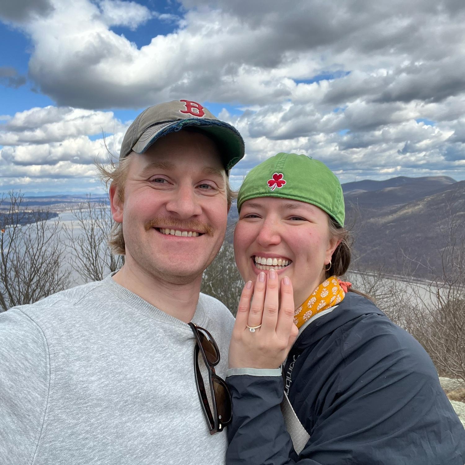 Engaged! On top of Storm King Mountain