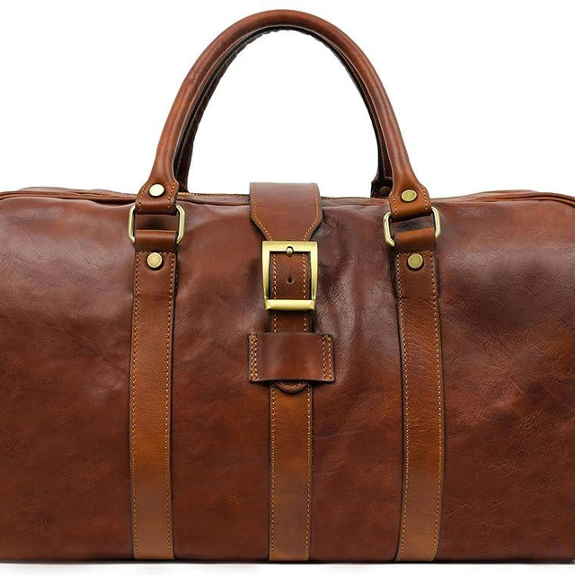 Leather Duffle Bag - Full Grain Leather Travel Bag for Men and Women - Carry on Duffel Bag - Time Resistance