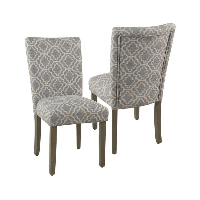 Set of 2 Parsons Dining Chair Geometric Ash Gray - HomePop