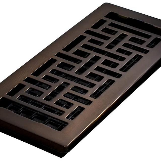 Decor Grates, Rubbed Bronze, AJH410-RB Oriental Floor Register, 4 10-Inch, 4 x 10