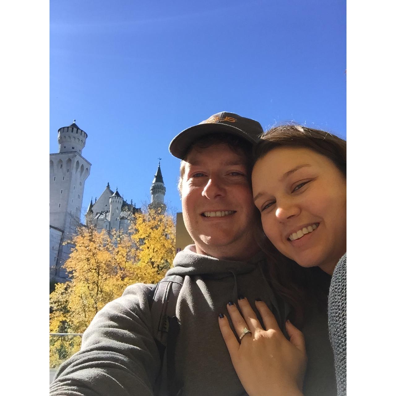 Just moments after the engagement. This is the castle that inspired Walt Disney to build Cinderella's!