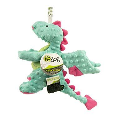 goDog Dragons with Chew Guard Technology Durable Durable Plush Squeaker Dog Toy