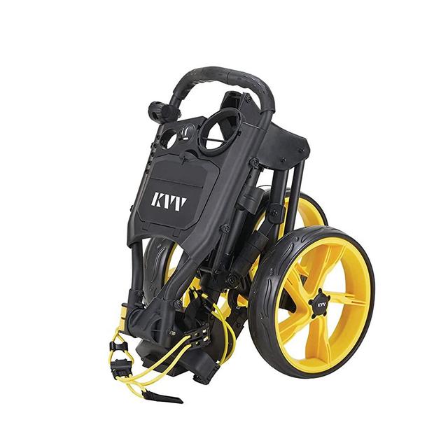KVV 3 Wheel Golf Push Cart Ultra Lightweight Smallest Folding Size, New-Version Scorecard Holder