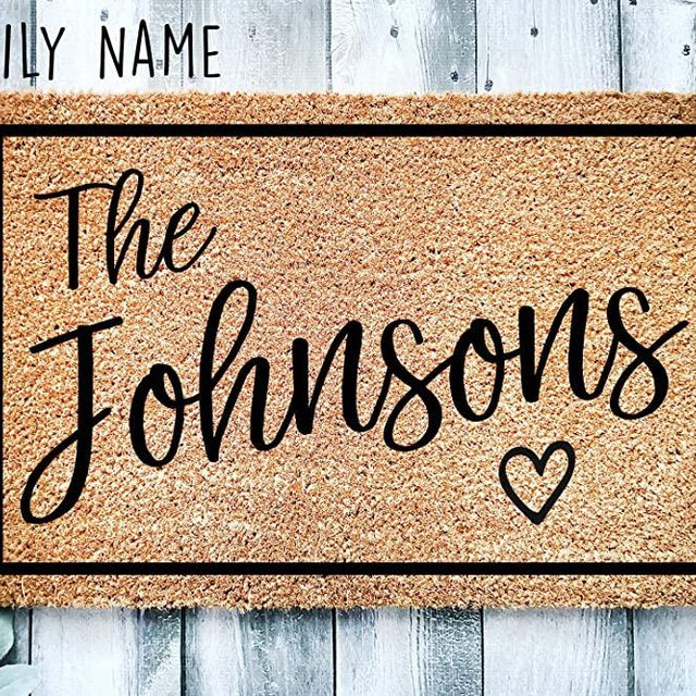 Heartful Custom Doormat Family Name Welcome Doormat | Personalized Doormat | Housewarming Gift | Front Door Mat | Closing Gift | Gift From Realtor