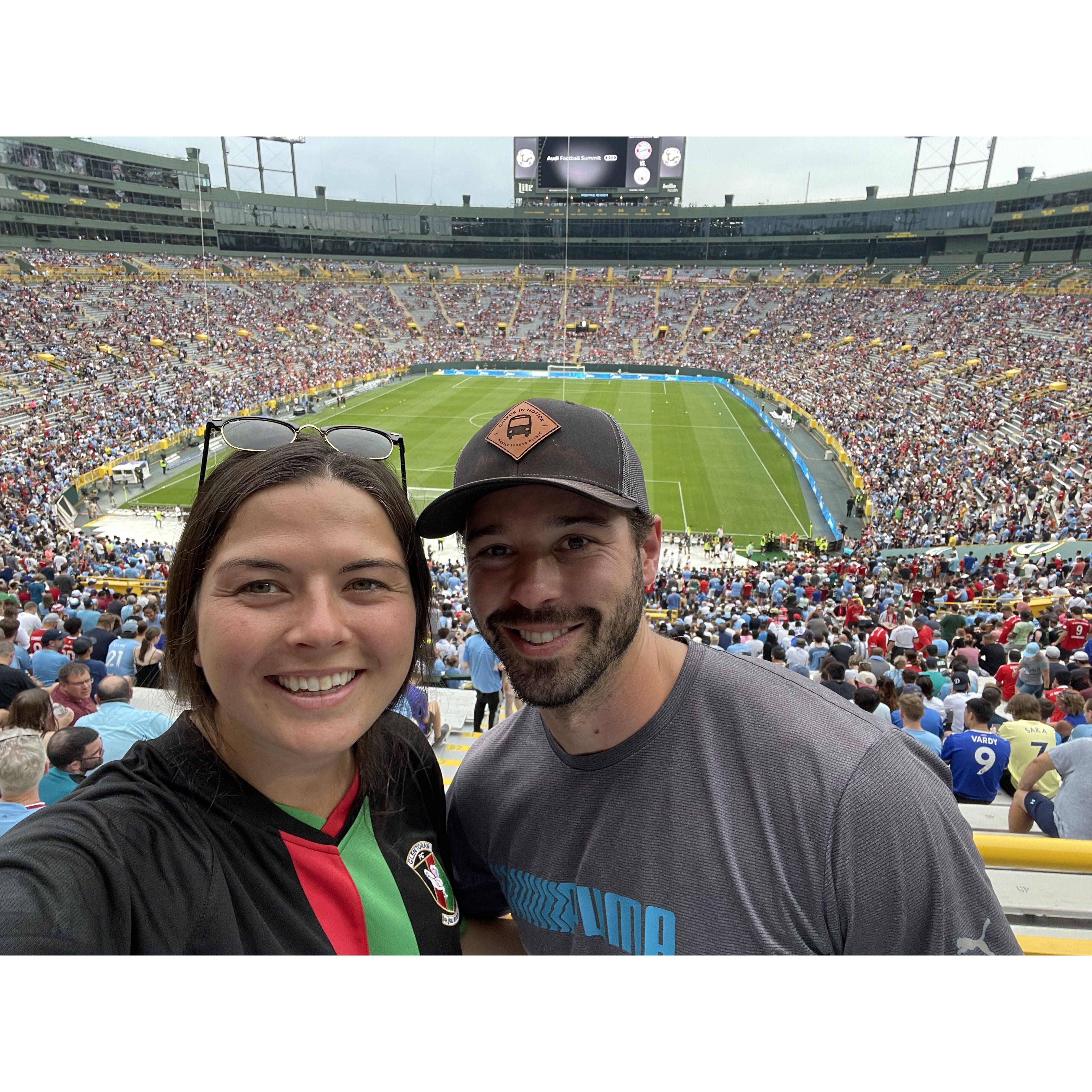 First time at Lambeau for a soccer game not even the Packers!