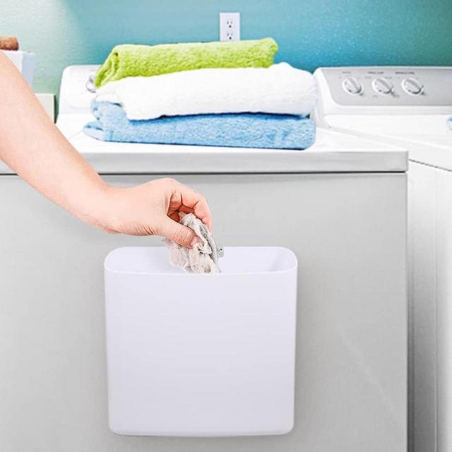 Picowe Magnetic Laundry Storage, Large Lint Holder Bin, Space-Saving Trash Container Hanging on Dryer, Washer or Wall Mount (Gray White)