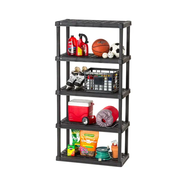IRIS USA 5-Tier Shelving Unit, 73" Fixed Height, 36"L x 18"W x 73"H, Made with Recycled Materials, Black