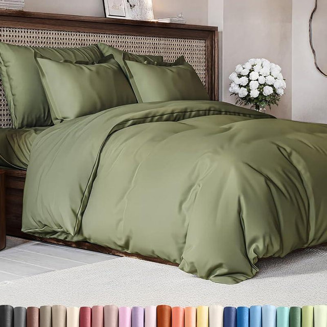 Duvet Cover Queen Size - Extra Soft Queen Size Duvet Cover - Lightweight & Breathable - Easy Care & Fade Free with Zipper Closures & Ties - 90" x 90" Inches - (Sage Green) Comforter Not Included