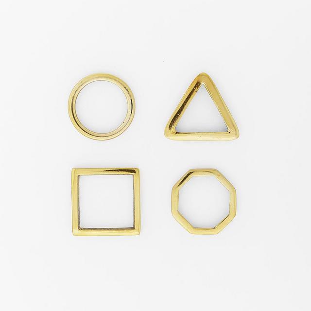 Stackable Napkin Rings, Set of 4, Brass