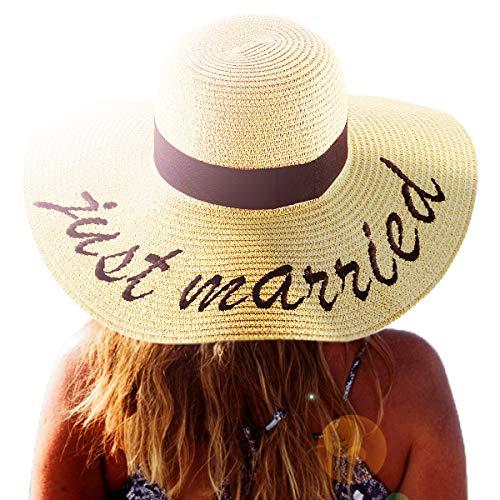 Women's Beach Straw Hat, Floppy Embroidery Sun Hats for Women Vacation/Honeymoon