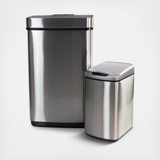 Trash Can Set with Sensor Lids, 2-Piece