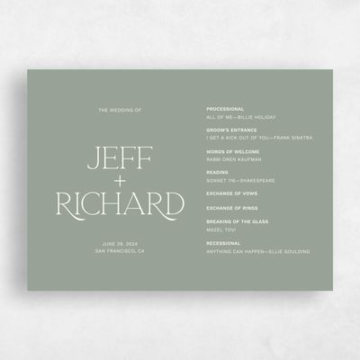 Sage, Green Wedding Program - Hazeldale