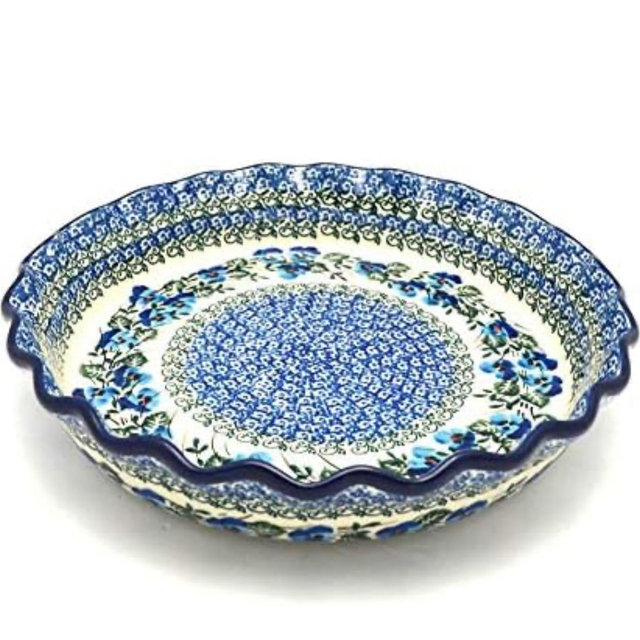 Polish Pottery Baker - Pie Dish - Fluted - Winter Viola