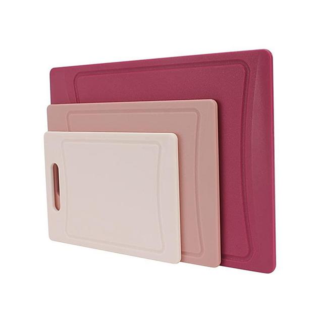 COOK WITH COLOR Cutting Board Set- 3 Pc. Kitchen Cutting Board Set - Large, Medium and Small Cutting Boards with Non Slip Bottom for Meat, Veggies, Fruits, Easy Grip Handle (Rose)