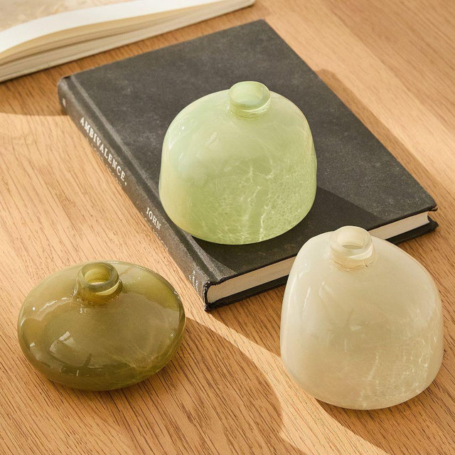 Cleo Glass Bud Vases, Green Multi, Set of 3