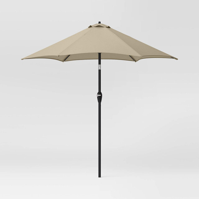 9'x9' Market Patio Umbrella Taupe - Black Pole - Threshold™