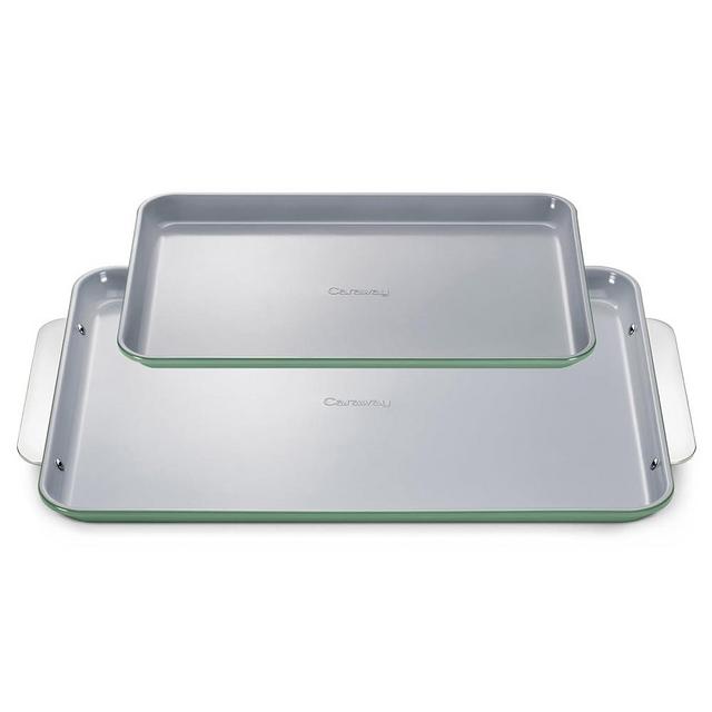 Caraway Non-Stick Ceramic Baking Sheet Duo - Naturally Slick Ceramic Coating - Non-Toxic, PTFE & PFOA Free - 18 x 13" Large & 15 x 10" Medium - Sage