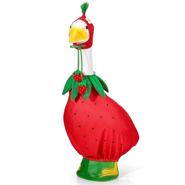 GANSHAYA Strawberry Porch Goose Outfits Strawberry Goose Clothes for Outdoor Garden Yard Patio Lawn Goose Statue