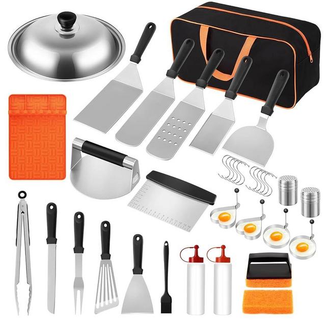 Griddle Accessories Kit,36 Pcs Flat Top Grill Accessories Set for Blackstone and Camp Chef，Grill Spatula Set with Silicone Griddle Tools Mat and Basting Cover for Outdoor BBQ Camping Cooking