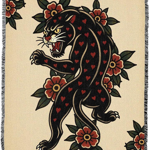 Pure Country Weavers Heart Breaker - Tattoo Design - Tapestry Throw Blanket Woven from Cotton - Made in The USA (72x54)