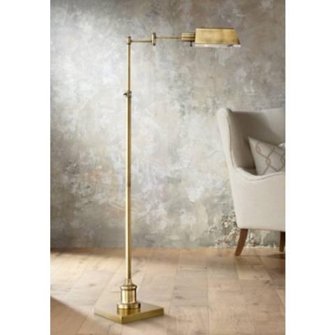 Jenson Aged Brass Adjustable Pharmacy Floor Lamp