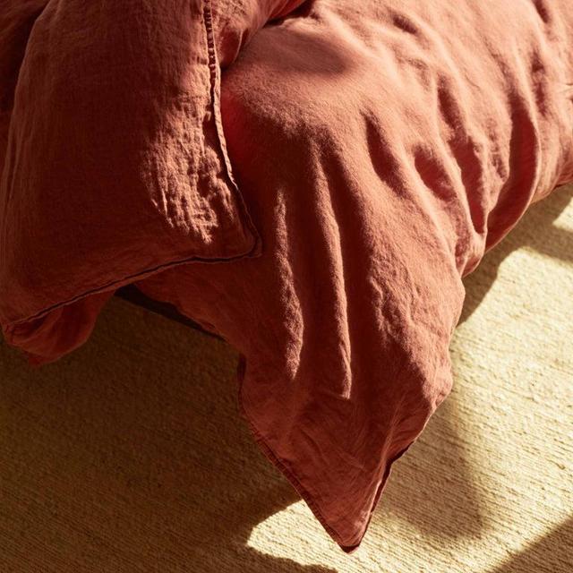 Linen Duvet Cover Terracotta Queen