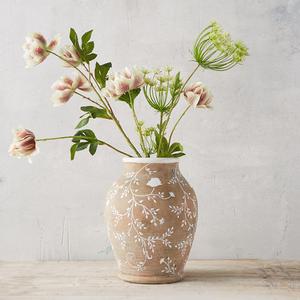 White Sprigs Terracotta Vase
