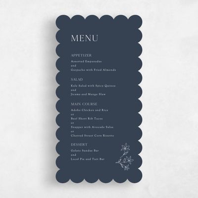 Blue Scalloped Wedding Menu - Creston
